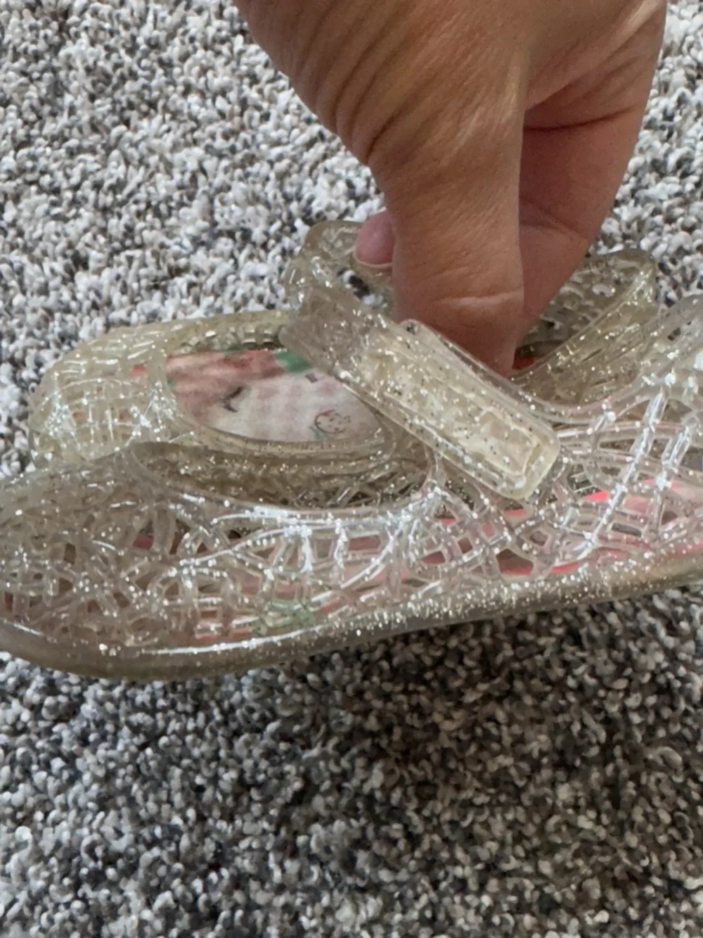 Clear Glitter Mary Jane Kids Sneakers with Pink Insole